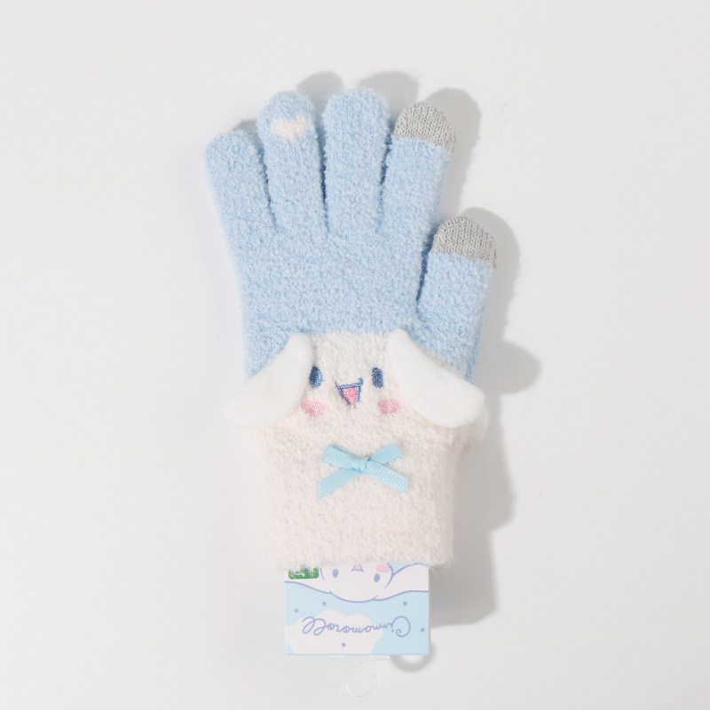 MINISO 산리오 제이드 계피 개 파차 개 과립 벨벳 재미 성인 다섯 손가락 장갑 따뜻하고 귀여운