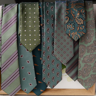 青春活力绿色系领带时尚花纹复古商务休闲西装衬衫斜纹意式提花潮