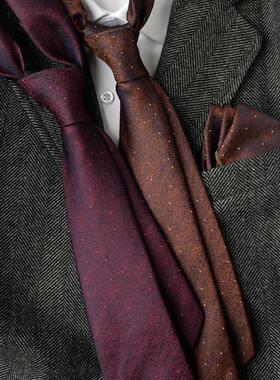 点缀银点提花领带男士休闲商务高档正装结婚西装衬衫红色咖棕小众