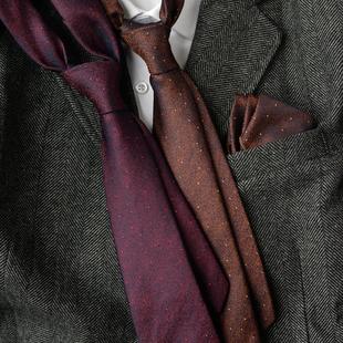 点缀银点提花领带男士休闲商务高档正装结婚西装衬衫红色咖棕小众