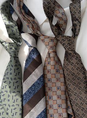 时尚复古提花领带男士休闲商务高档正装结婚西装衬衫配饰蓝色咖棕