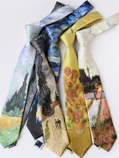 休闲领带复古小众帅气轻奢花纹油画风清新高级感手打制服衬衫女男