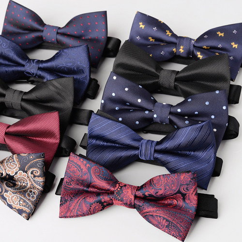 新郎婚礼伴郎正装酒红黑色领结男