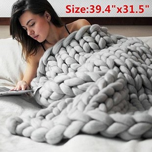 Knit Chunky Blanket Wool Handmade Throw Knitted Bulky gift