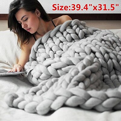 Handmade Chunky Knit Blanket Wool Bulky Knitted Throw gift