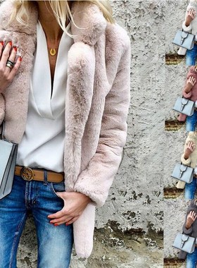 Winter fluffy coat women warm faux fur jackets Lady Overcoat