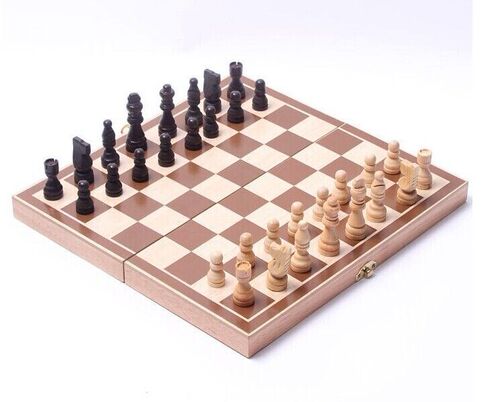 folding folable wooden international chess set board game