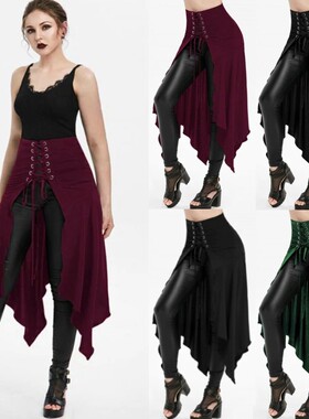 2024women clothes跨境万圣节拼接不规则绑带半身裙伞裙女Irregul