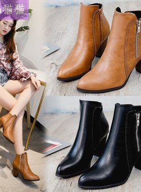 2020 woMen winter ladies high heels shoes Martin boots 41-43