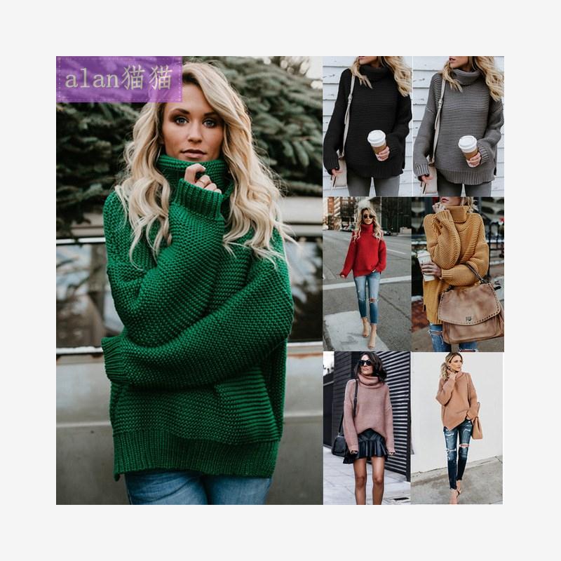 Coarse Pullover Women's Jumper Turtleneck Sweater 高领毛衣女
