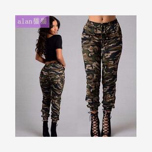 Autumn women camouflage pants ladies high waist trousers女裤