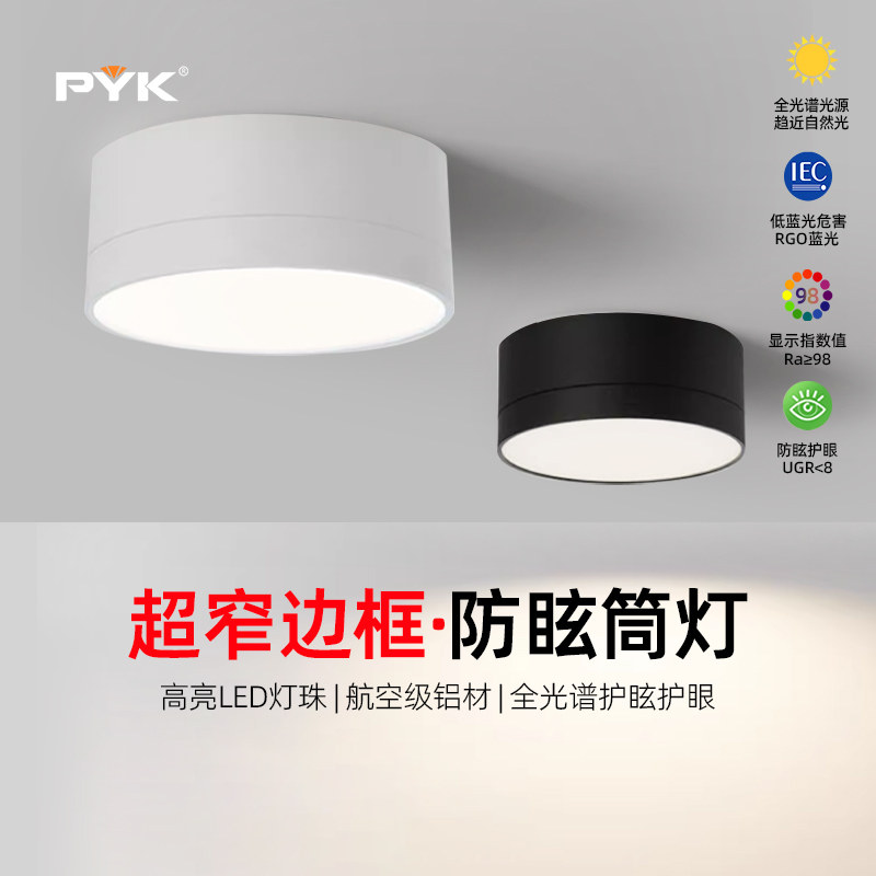 PYK明装筒灯圆形吸顶灯孔灯led无主灯客厅卧室玄关超薄高级感灯具图片
