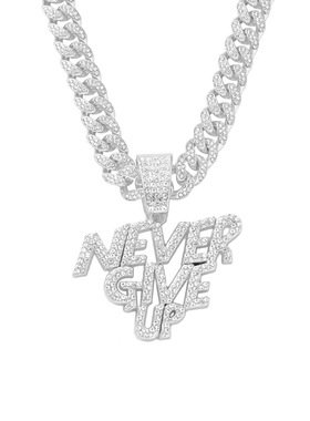 新款美式嘻哈大吊坠时尚奢华镶钻满钻古巴项链街头霸气大金链子潮