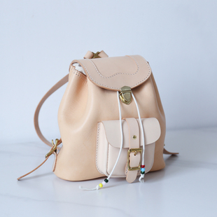 背包 纯手工复古休闲马鞍水桶双肩包 植鞣头层牛皮 切線派