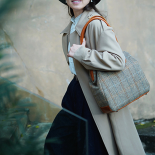 Tweed医生包手提英倫風2way肩背腋下包 Harris 羊毛拼皮医生包