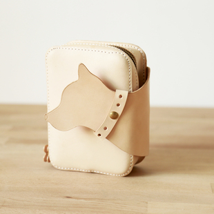 切線派 拉链小包 柴犬 way 原色 可爱单肩斜挎包手工真皮2