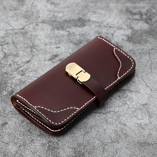 LINEAR手工真皮磁扣长款 TANGENT 钱夹真皮手工钱包男女 切線派