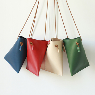 真皮手缝休闲单肩斜挎包 不规则女包 手机收纳单肩包 鱼尾包