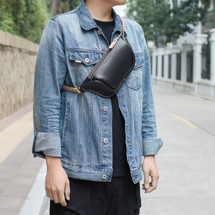 LINEAR手缝植鞣牛皮真皮胸包单肩斜挎简约腰包 TANGENT 切線派