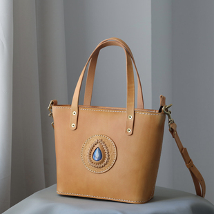 女士肩背包 天使之眼 两用斜挎包 手提包 原石镶嵌 ｜复古托特包