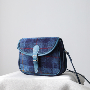 Tweed Harris 暖到心坎秋冬女士包包斜挎包 羊毛拼皮马鞍包