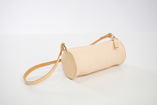 手工真皮复古百搭女包 圆筒腋下包女士单肩包 切線派