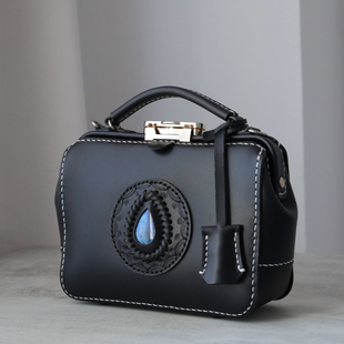 黑色 手提口金包 天使之眼 ｜杜勒斯复古医生包斜挎包