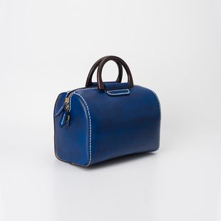 波士顿女包纯手工定制植鞣革真皮单肩手提枕头包木提手