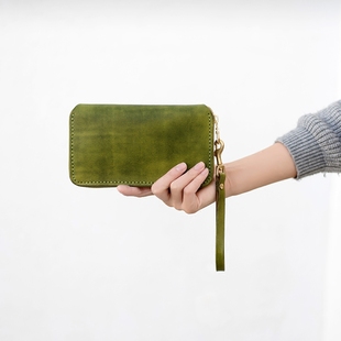 钱包 女士手工皮真拉链长款 手拿 LINEAR 2019切線派TANGENT