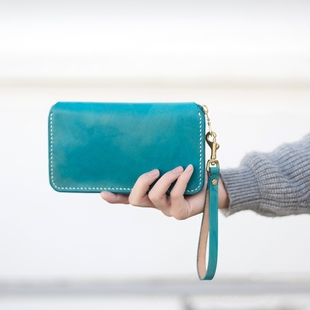 钱包 女士手工皮真拉链长款 手拿包 LINEAR TANGENT