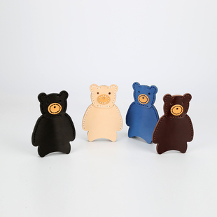 纯手工真皮钥匙包 可爱熊出没钥匙包 可做包包挂饰 切線派