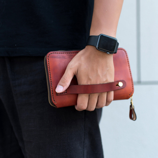 商务长款 LINEAR真皮多功能拉链手拿包男款 TANGENT 钱包 切線派