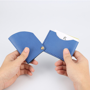 2019切線派回转卡包 皮真卡包名片手工制作 纯手工便携式