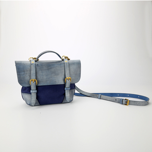 轻便式 夏季 迷你帆布邮差包手提包肩背包 帆布遇上皮革