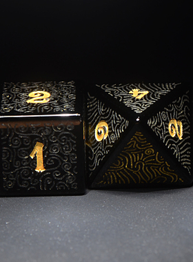 黑曜石DND模组COC跑团TRPG骰子克苏鲁桌游天然宝石万智多面骰定制