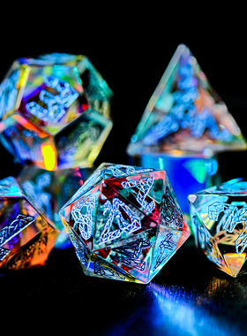 幻彩水晶trpg克苏鲁周边dnd20面coc跑团模组骰子礼品定制数字色子