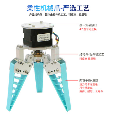 柔性机械爪仿生柔性机械手指手爪软体自适应气动电动柔性夹爪夹具