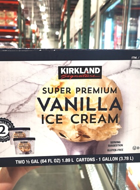 开市客costco 美国进口科克兰香草味冰淇淋3.456kg【顺丰冷运】