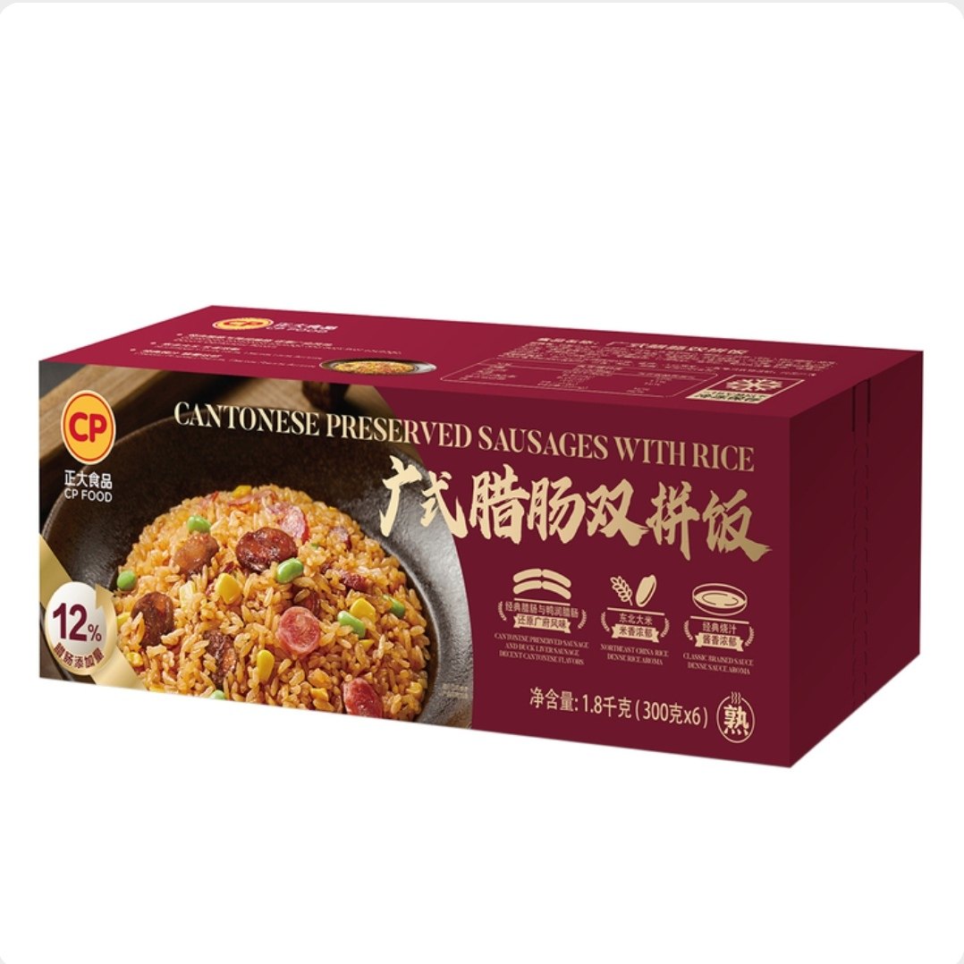 正大食品广式腊肠双拼饭炒饭快餐外卖即食料理包微波加热商用