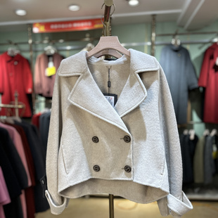 宽松羊毛外套正品 女GR25001时尚 双面羊绒大衣短款 2025秋冬新款