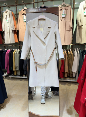 3QR DE2856双面羊绒大衣女中长款秋冬纯羊毛时尚显瘦毛呢外套正品