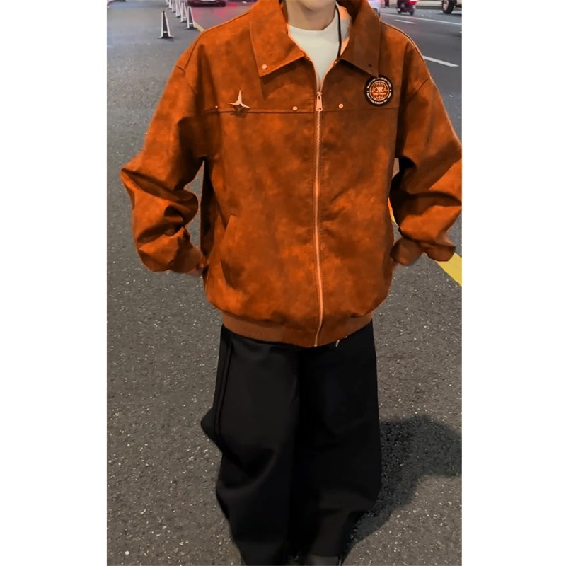 休闲男装新品港风冲锋衣多巴胺穿高档皮衣1404-2-7890-p85,男装夹克,星座1404-2