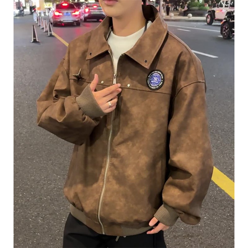 休闲男装新品冲锋衣多巴胺穿高档皮衣1404-2-7890-p80，男装夹克，星座1404-2