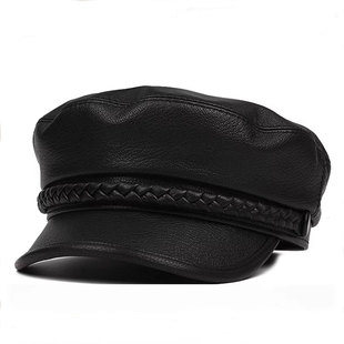 平顶帽女春秋新款 复古学院风帽子纯色拼接鸭舌帽民国学生帽画家帽