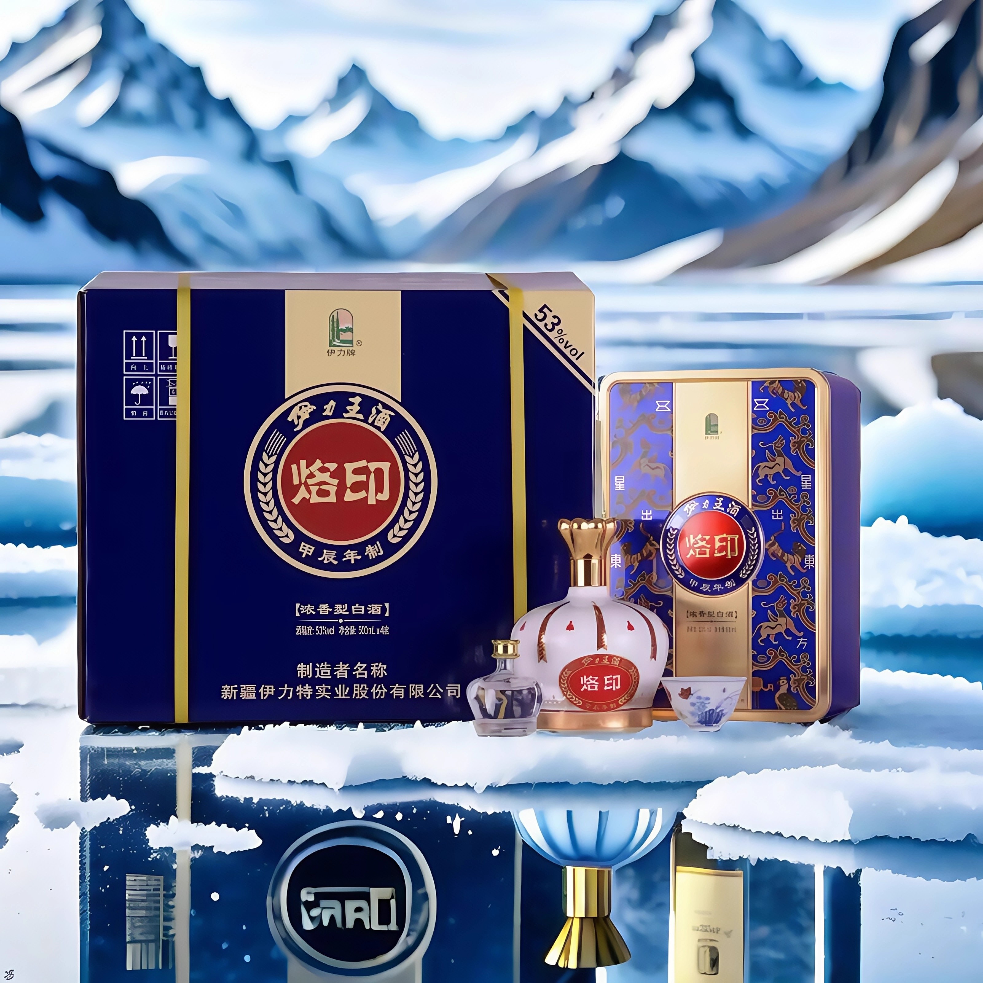 伊力特伊力王酒53度烙印500毫升4瓶浓香型白酒整箱包邮新疆伊犁酒图片