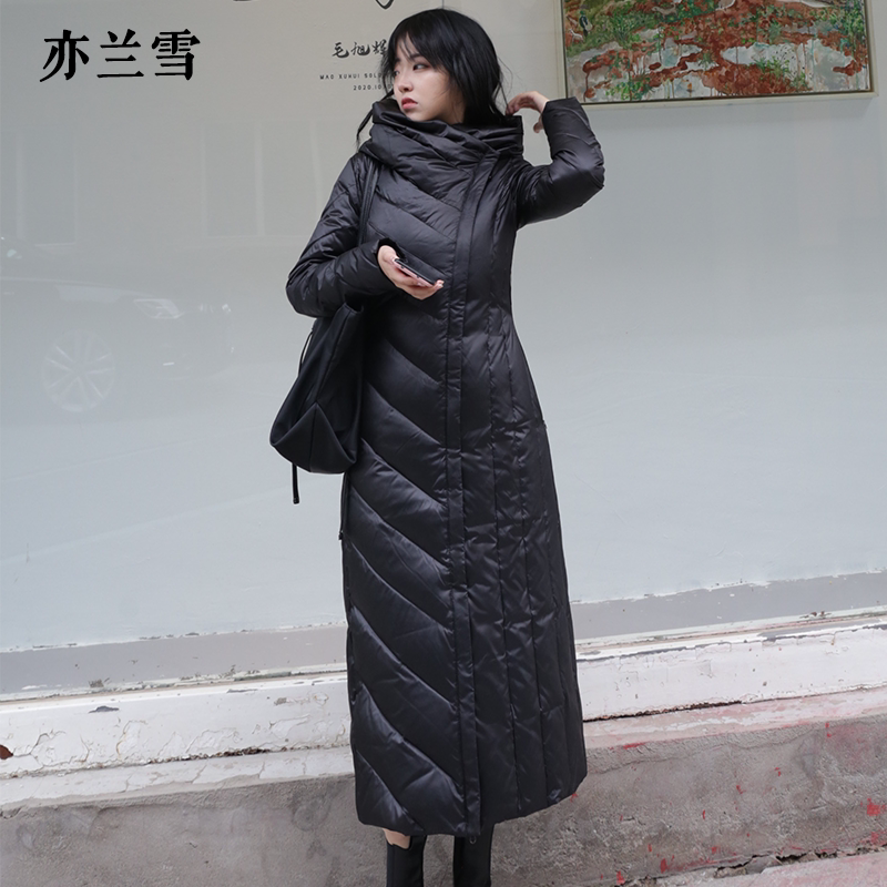 加厚羽绒服新款女黑色长款过膝到脚踝修身收腰显瘦外套