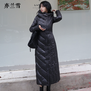 加厚羽绒服新款女黑色长款过膝到脚踝修身收腰显瘦外套