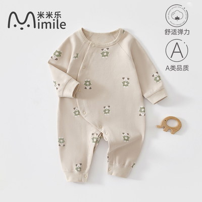 婴儿春秋连体爬服宝宝冬季卡通哈衣斜襟舒绒长袖打底衫新生儿衣服