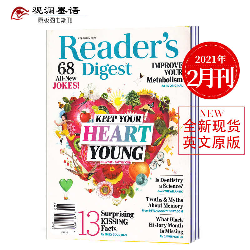 Reader's Digest 美国版读者文摘杂志 2021年2月刊 文学文摘期刊杂志英语英文杂志