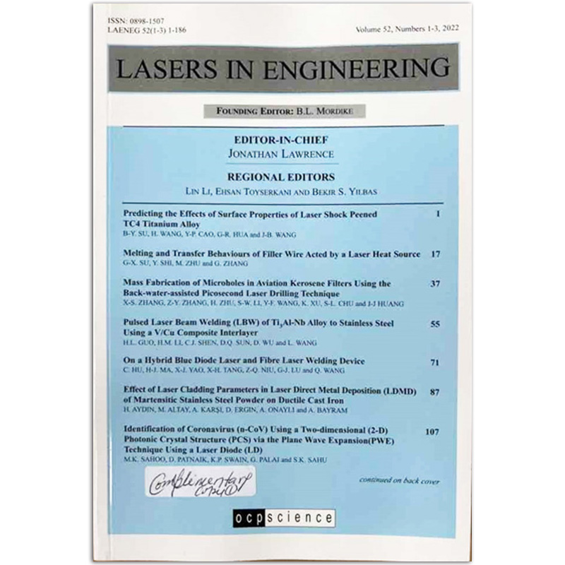 Lasers in Engineering Vol.52.1-3工程激光杂志 2022年第3期